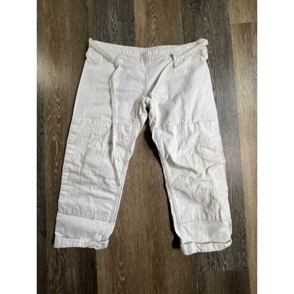 Martial Arts Pants Unisex 1/K3 White Cotton Tie Waist Reinforced Knee